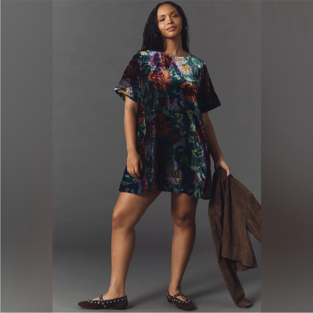 NWT! The Emmy Short-Sleeve Swing Mini Dress by Maeve: Velvet Edition - XS 🏓 - Picture 8 of 11